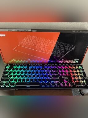 RK ROYAL KLUDGE S108 Retro Typewriter Keyboard Mechanical Gaming Keyboard Wired